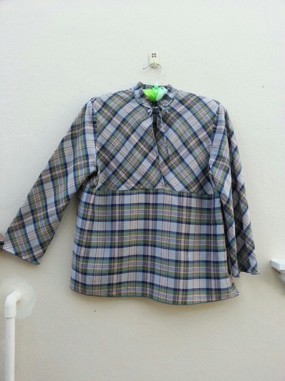 Thomas Burberry Silk Plaid Shirt Size Large. - image 5