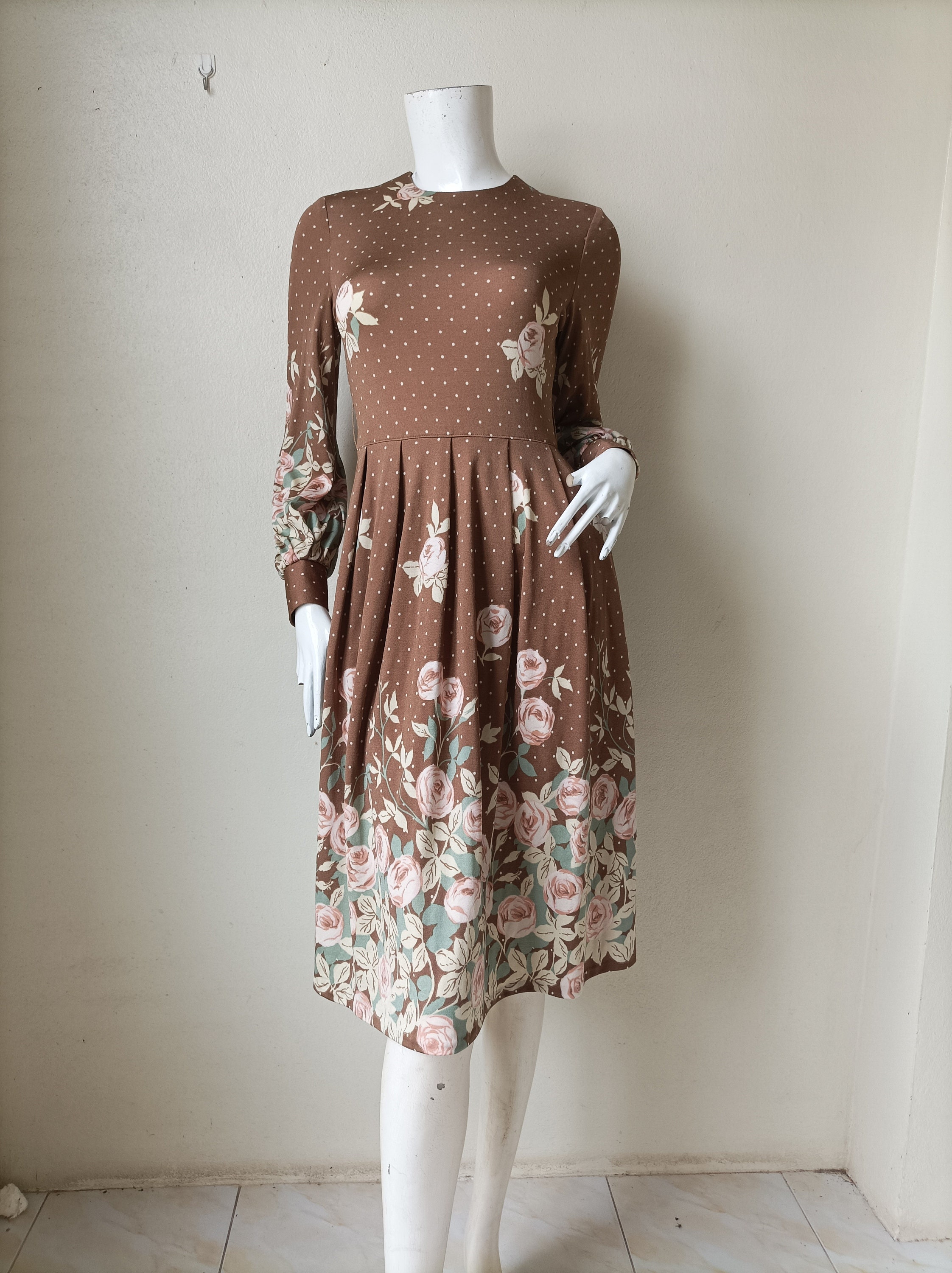 70s Vivid Hanae Mori Ban-lon Print Shirt Dress,button Up