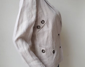 ティエリーミュグレーの麻のジャケット ヴィンテージ ティエリーミュグレー ブレザー / リネンジャケット