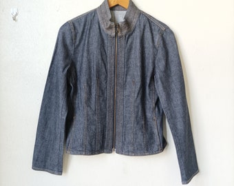HIROKO KOSHINO - 2000s Archive Fitted Denim Jacket Size 9 Japan