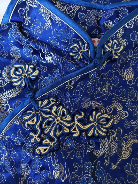 Vintage Blue Jacquard dragon Cheongsam ,qipao, Ba… - image 4