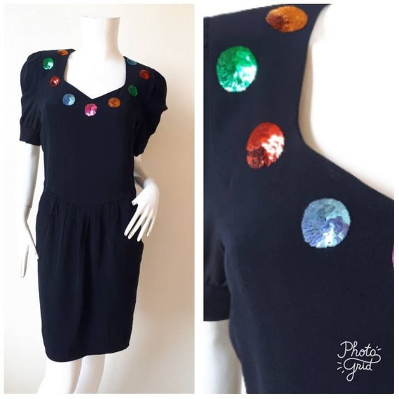 Vintage ESCADA by Margatha Ley Black Mini Dress Size 38 Small