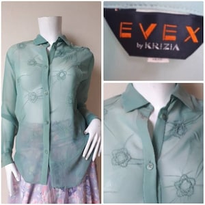 Vintage EVEX Chiffon Bluse Größe 40 / Vintage Cheer Bluse
