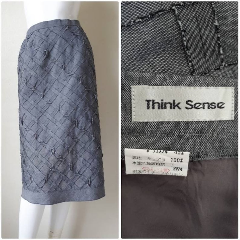 Vintage Cotton Skirt Vintage 90s Skirt Midi Length Designer Skirt Medium