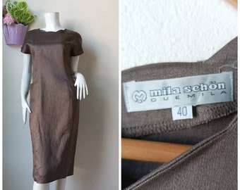 MILA SCHÖN Vestido de lino marrón - talla 40