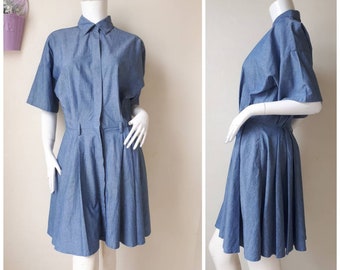Vintage 1980s Norma Kamali Shirt Dress Size Medium