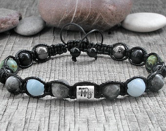 Scorpio bracelet Zodiac jewelry Scorpio gifts|for|him bracelet Zodiac bracelet Braided bracelet Labradorite bracelet Unisex bracelet for men
