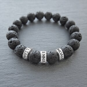 Custom mens bracelet, Fathers day bracelet, Mens bracelet with kids name image 6