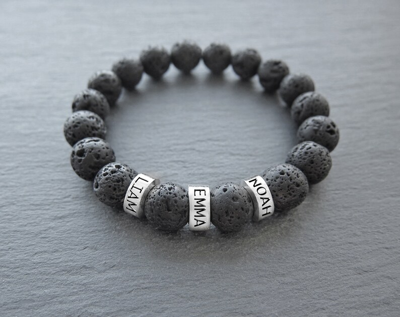 Custom mens bracelet, Fathers day bracelet, Mens bracelet with kids name image 6