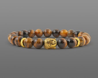 Buddha bracelet Prayer jewelry Tiger eye bracelets Tibetan bracelet Chakra balance bracelets Beaded bracelets Mens Gifts for yoga lovers