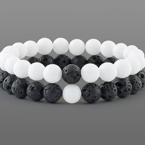 Couple bracelets Missing piece bracelet Yin yang bracelets His and her bracelet Couple gift Black white jewelry Boyfriend gift for men set
