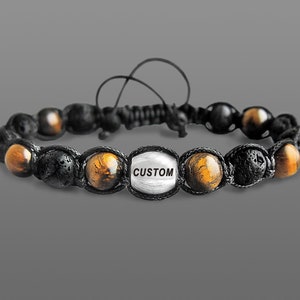 Mens Personalized Bracelet men's bracelet Initial bracelet Tiger eye bracelet Custom Bracelet Mens gift for him Boyfriend Gift for men gifts