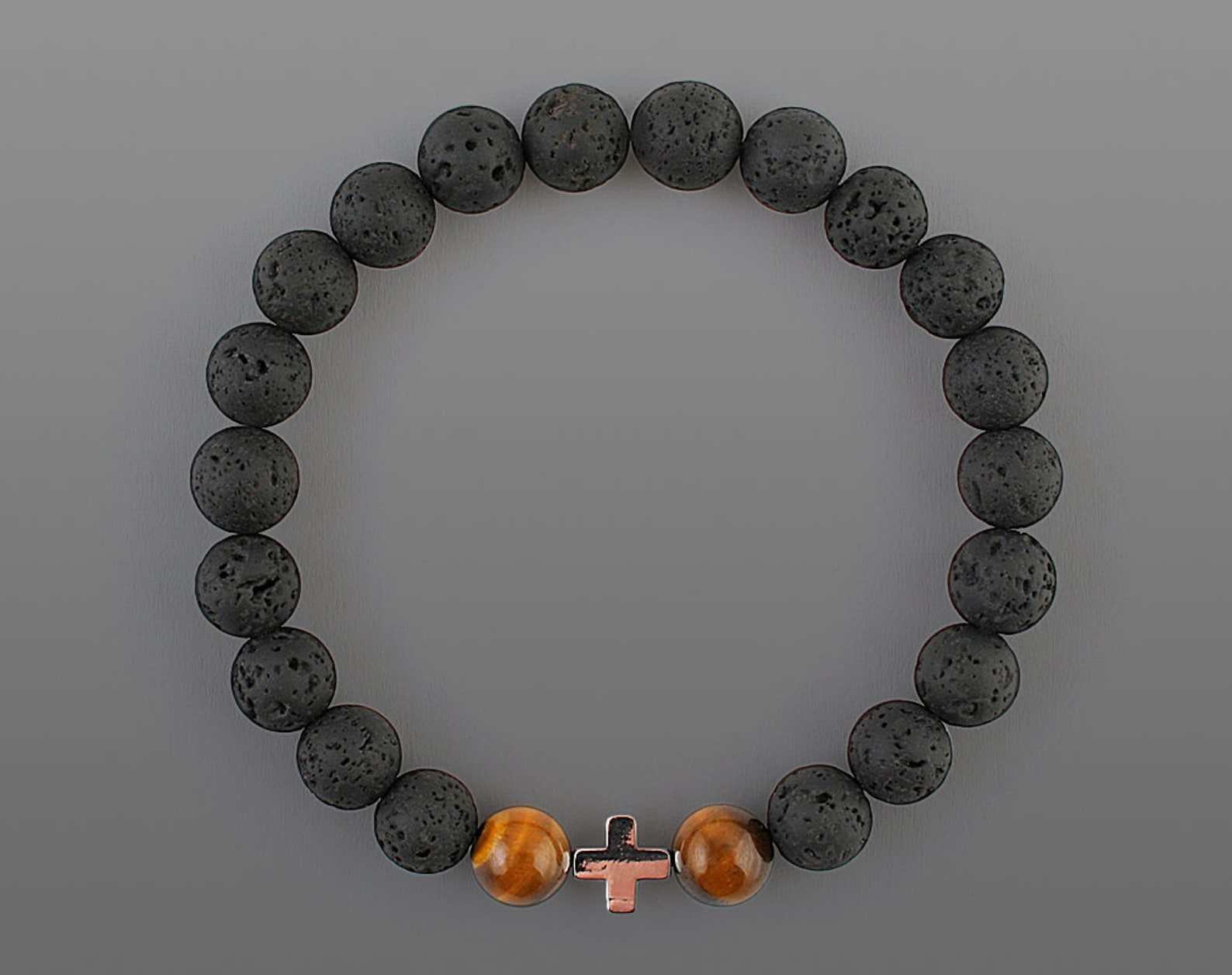 Cross Bead Mens Bracelet Mens Cross Bracelet Mens Lava Etsy