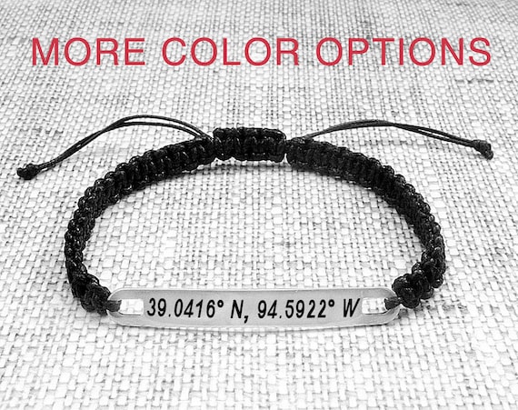 Coordinate bracelet men, Custom coordinate, message bracelet, latitude longitude, GPS bracelet, long distance, personalised message