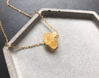 Raw citrine crystal necklace November birthstone necklace Raw citrine pendant Citrine necklace