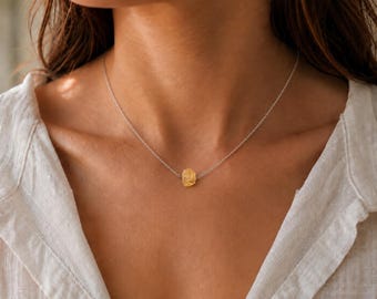 Raw citrine crystal necklace Freeform small gemstone pendant November birthstone charm