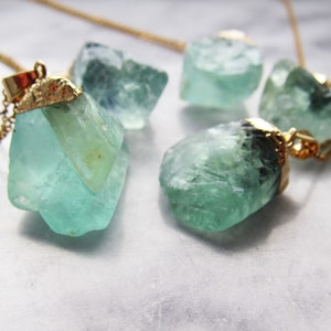 Raw fluorite necklace Green fluorite pendant Fluorite crystal necklace Fluorite point necklace Raw crystal necklace Gemstone necklace