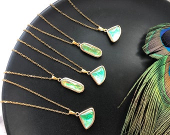 Fire opal necklace Green opal necklace Green fire opal pendant Small Opal pendant Dainty opal necklace Gold opal necklace October birthstone