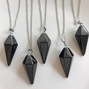 Obsidian necklace Black pendulum necklace Black stone pendant image 4