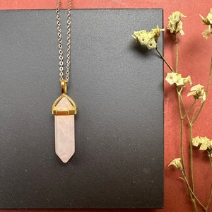 Rose quartz necklace Rose quartz point pendant