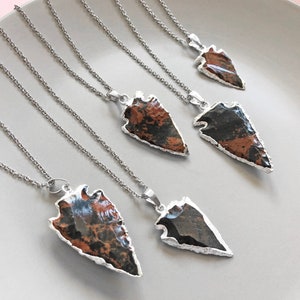 Mahogany obsidian necklace Arrowhead necklace Black arrowhead pendant Stone arrow head necklace