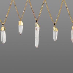 Raw clear quartz necklace Crystal necklace White quartz pendant Raw stone pendant necklace