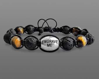 Pulsera de nombre tejido hombres pulsera personalizada para él Joyería de nombre personalizado Piedra personalizada Novio Cita personalizada Pulsera Shamballa