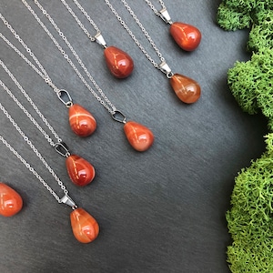 Authentieke carneoolkristalketting Carneool-hangerketting september geboortesteen Zilveren carneoolketting