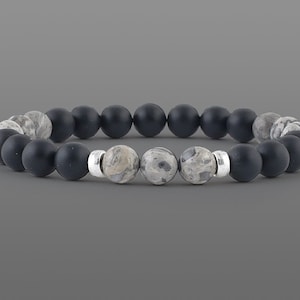 Onyx bracelet men bracelet Black matte bracelet Hippie men jewelry String bead bracelet for him Protection bracelet Matte onyx bracelet