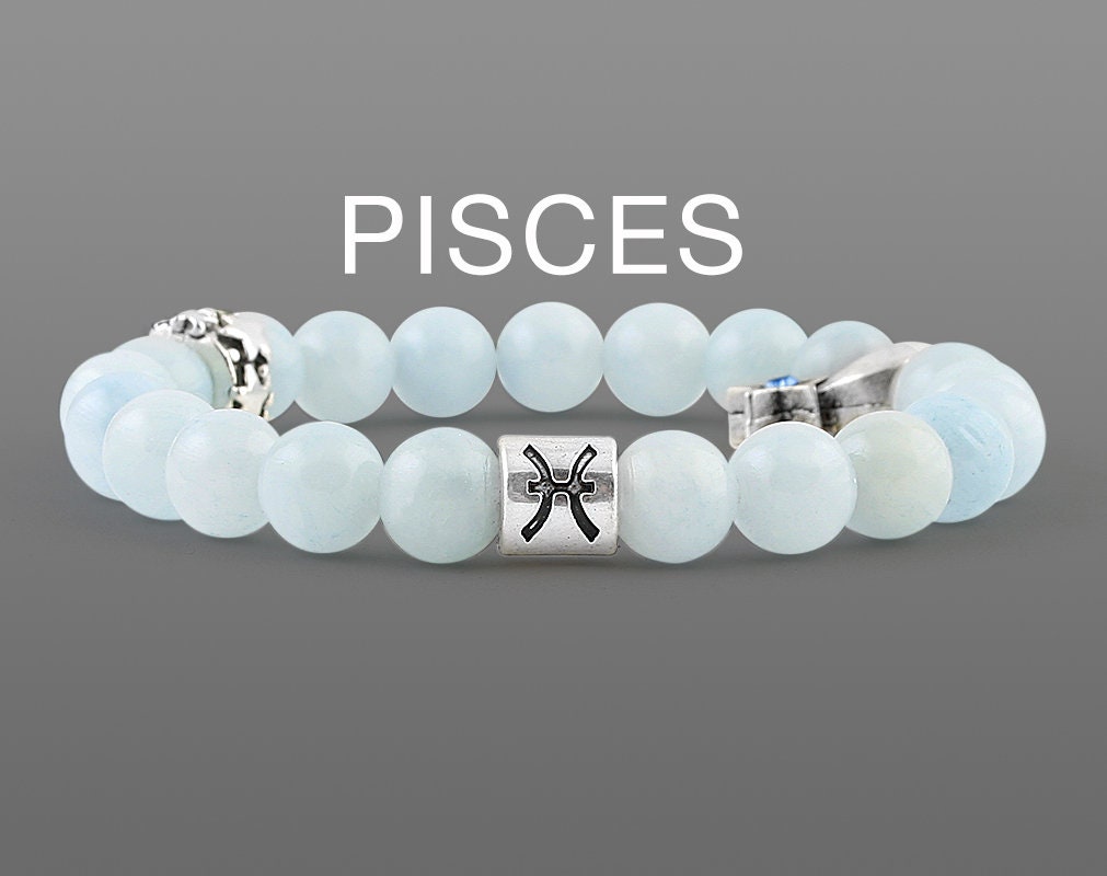 Pisces bracelet Aquamarine bracelet Pisces gifts Zodiac Etsy