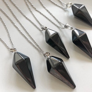 Obsidian necklace Black pendulum necklace Black stone pendant image 2