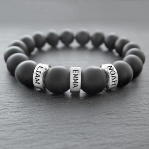 Custom mens bracelet, Fathers day bracelet, Mens bracelet with kids name image 4