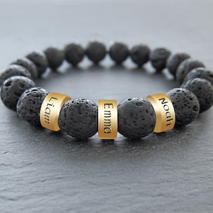 Herenarmband gepersonaliseerd, herenkralennaamarmband, Farther-armband