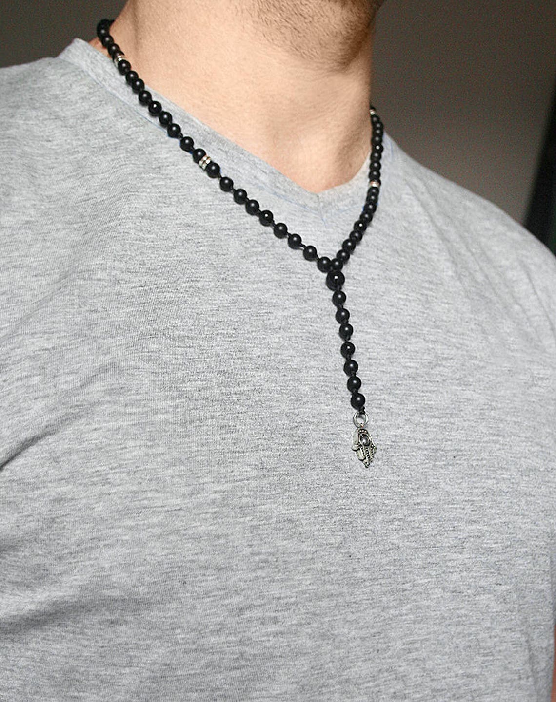 Mens Hamsa Necklace Mens Necklace Hand Necklace Protection Etsy