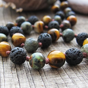 Tiger eye necklace Men&#39;s Beaded Necklace Minimalist necklace for men Bead men&#39;s necklace tribal necklace Jewellery for Mens stone necklace
