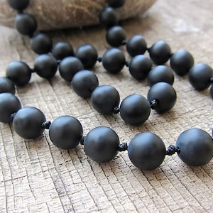 Mens necklaces Mala necklace Matte onyx necklace Knotted necklaces Beaded necklace Mens bead necklaces for women Gift ideas for men gifts
