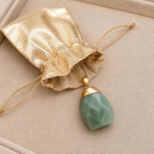 Green aventurine necklace Nephrite necklace Aventurine pendant Green drop necklace chain necklace Meditation stone necklace Healing crystal image 10