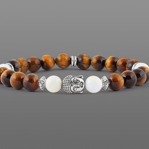 Tibetan bracelet Men Tiger eye bracelet Tibetan prayer bracelet Power bracelets Silver Buddha men bracelet Mens Gifts for husband gift