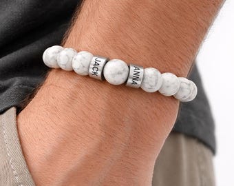 Vaderarmband met kindernamenarmband voor heren Herenarmband gepersonaliseerd