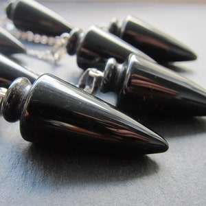 Obsidian necklace Bullet Obsidian crystal necklace Black Layered necklace Black Drop pendant Black necklace Obsidian pendant Black