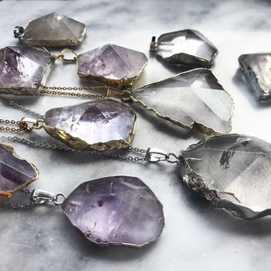 Raw Rose quartz necklace Large stone necklace Girlfriend Gift Healing necklace Rose quartz pendant Crystal pendant