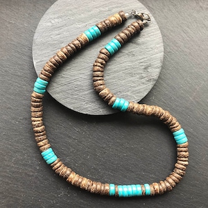 Wooden Mens necklace Mens choker for Surfer