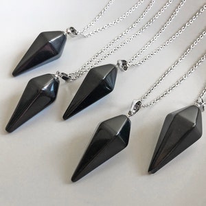 Obsidian necklace Black pendulum necklace Black stone pendant image 1