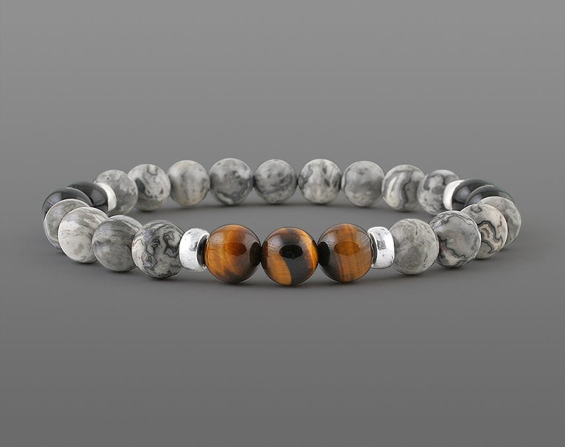 Marble bracelet for men bracelet Jasper bracelet Adjustable bracelet Men stone bracelet Yoga bead bracelet Men mala bead mantra bracelet image 1