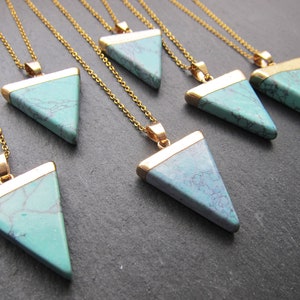 Turquoise necklace statement Turquoise pendant Triangle turquoise pendant chain Layered necklace Bohemian Birthstone Gemstone December