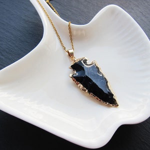 Black obsidian necklace Arrowhead necklace Real obsidian pendant Stone arrow head necklace image 3