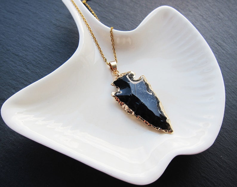 Black obsidian necklace Arrowhead necklace Real obsidian pendant Stone arrow head necklace image 3