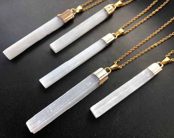 Selenite sale necklace etsy