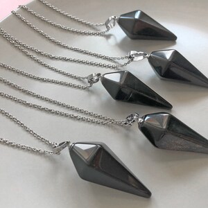 Obsidian necklace Black pendulum necklace Black stone pendant image 3
