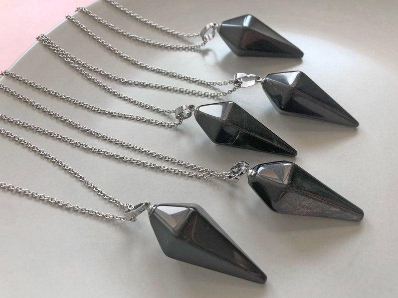 Obsidian necklace Black pendulum necklace Black stone pendant image 3